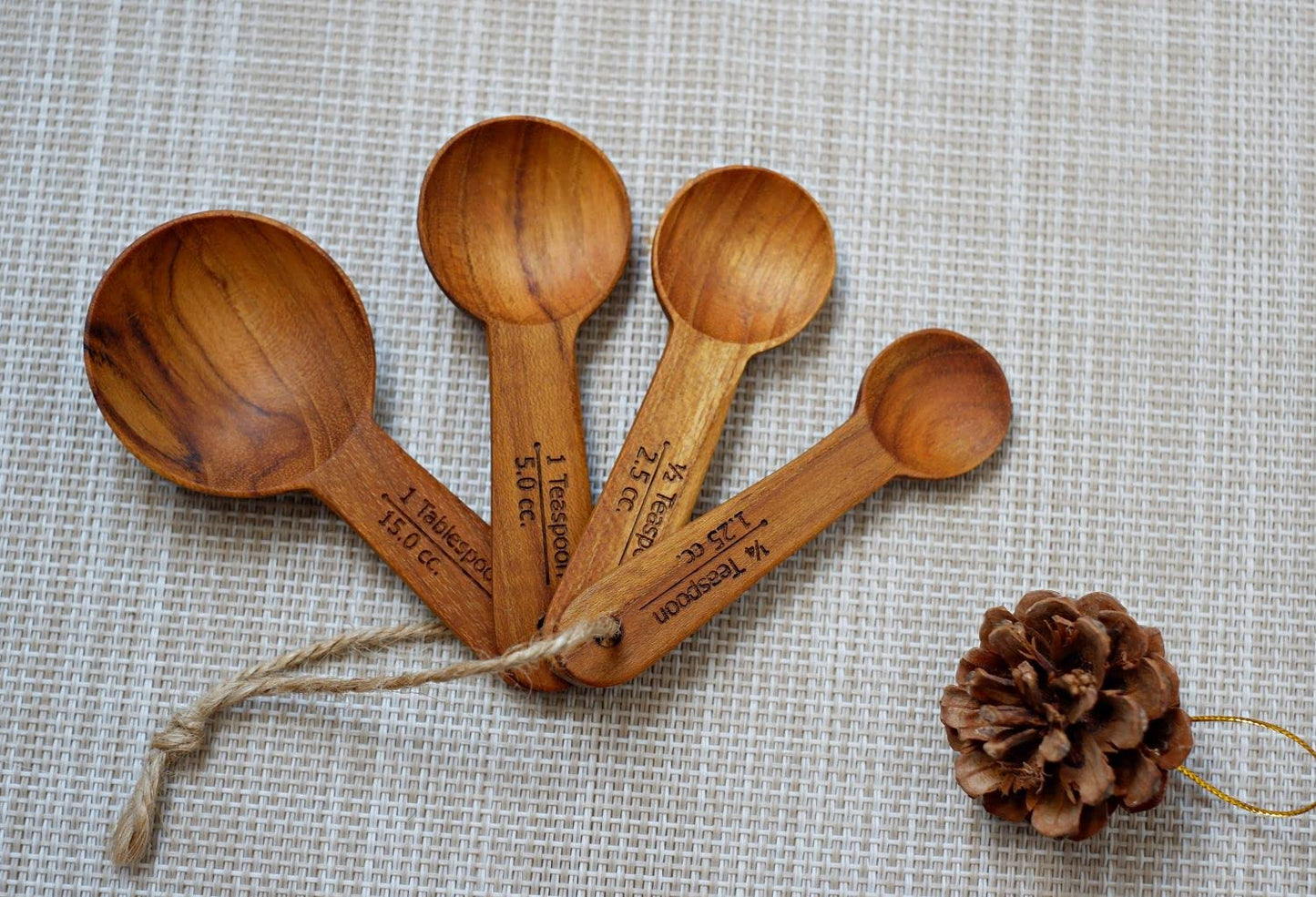 Set of 4 pieces Teak Wooden Measuring Spoons,for Dry Liquid Ingredients Sugar Spice Salt Baking Coffee Tea this made from eco friendly Teak Wood