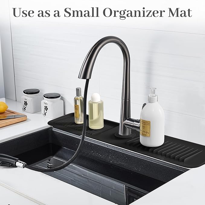PoYang 24 Inch Faucet Mat for Kitchen Sink Splash Guard Behind Faucet, Sink