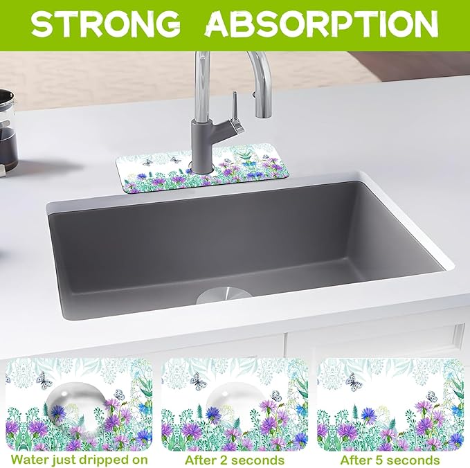 Kitchen Sink Splash Guard Faucet Mat Super Absorbent Fast Drying Mat Guard