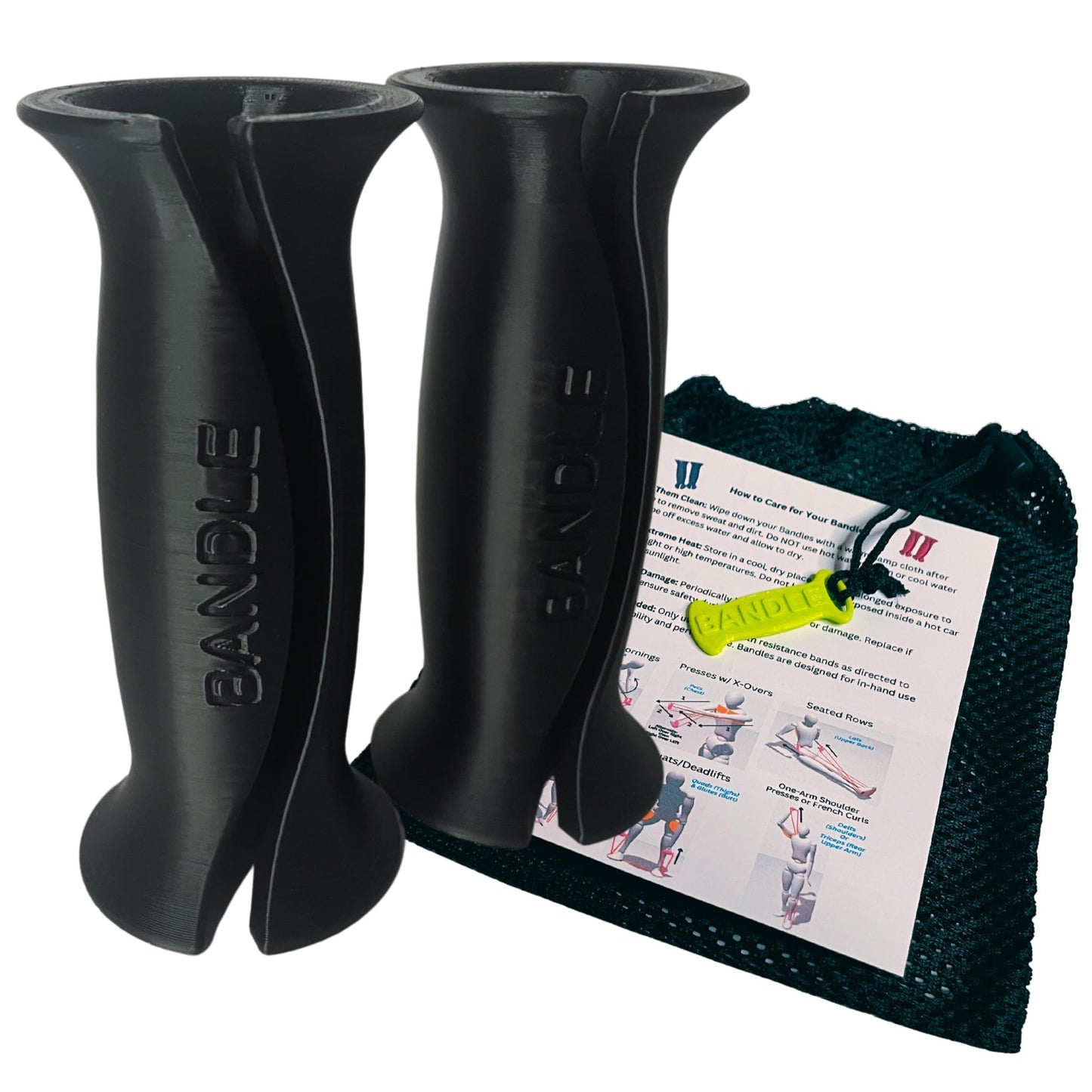 Bandles™ - True Ergonomic Resistance Band Handles | Unleash the Full Potential of Pain-Free, Full-Body Workouts | Durable & Comfortable for High-Intensity Training (2 Handles) (Black, Standard)