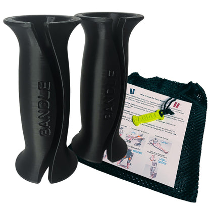 Bandles™ - True Ergonomic Resistance Band Handles | Unleash the Full Potential of Pain-Free, Full-Body Workouts | Durable & Comfortable for High-Intensity Training (2 Handles) (Black, Standard)