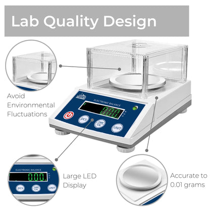 Seattle Alki Scientific Lab Analytical Precision Scale 3000g x 0.01g, Grams, Ounces, Pounds and Carats, 0.01g Accuracy Scientific Balance for Lab, Jewelry, Business, by Fristaden Lab
