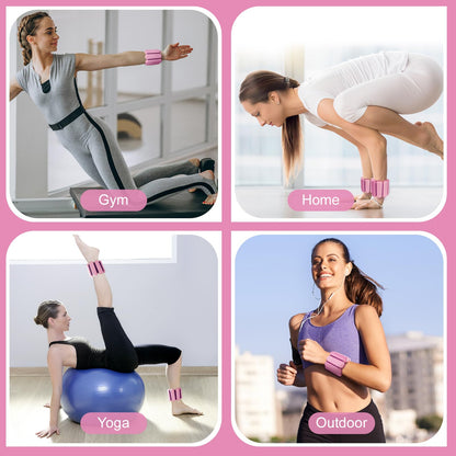 Wrist & Ankle Weights for Women, Wearable Strong Arm & Leg Weights Set of 2(1Lbs Each), Adjustable Ankle Weights for Walking, Yoga, Dance, Barre,Gym,Exercise,Pilates,Walking Running (Pink)