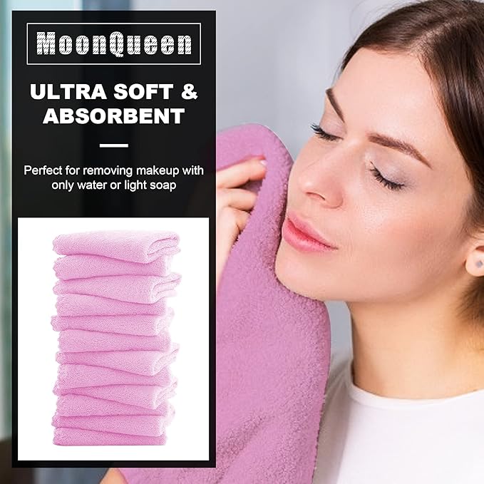MOONQUEEN Microfiber Facial Cloths Fast Drying Washcloth 12 Pack