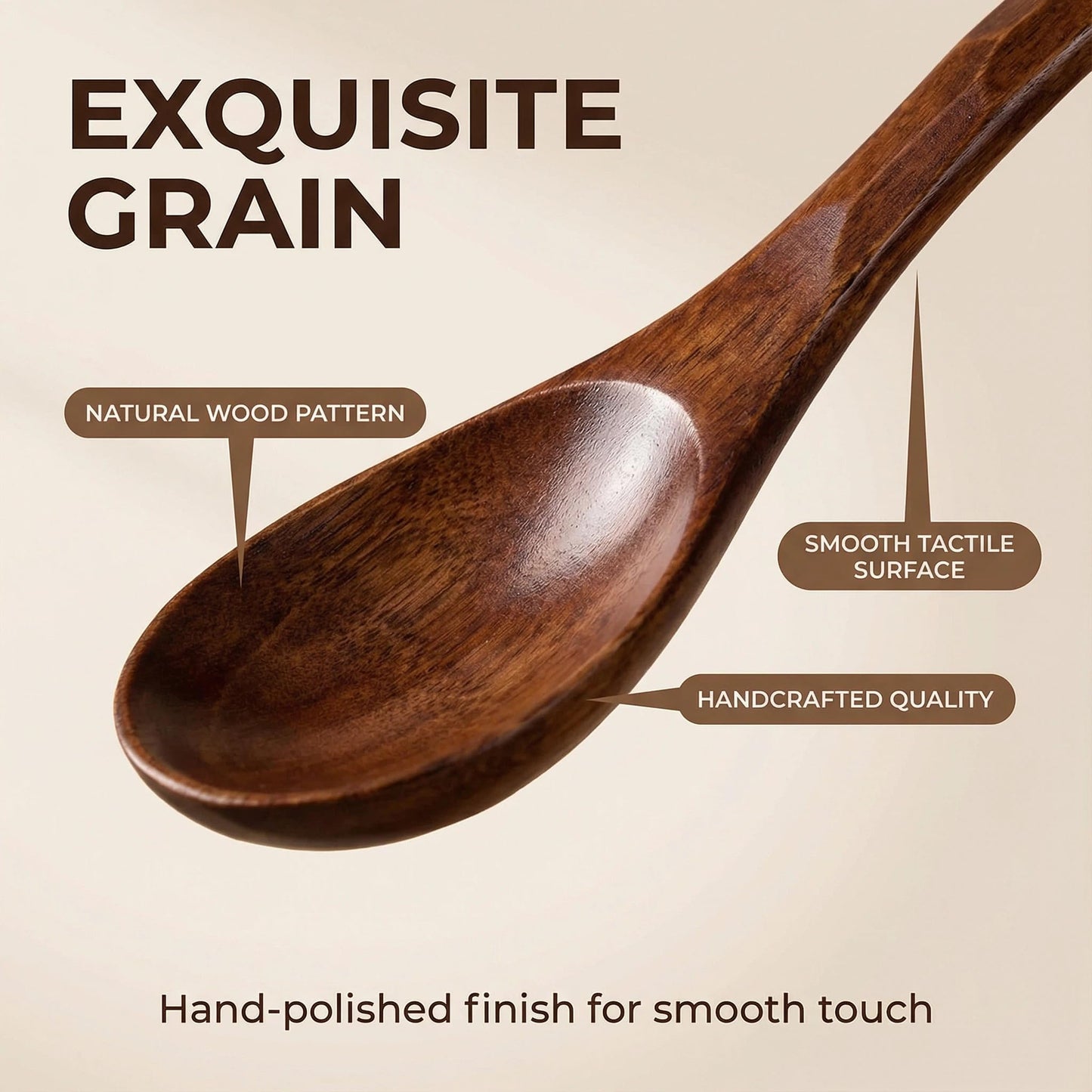 Diulazin Handmade Wooden Spoons for Eating, Japanese Ramen Spoon Set with Long Handle, Perfect for Rice, Desserts, and Cooking - Stylish Kitchen Utensils (6 PCS)
