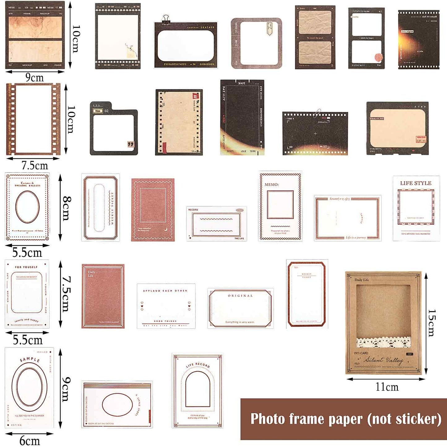 135 Pcs DIY Scrapbooking Stickers Decorative 4 Set Assorted Frame PET Stickers for Journaling 2 Set Frame Scrapbooking Paper DIY Craft Bullet Diary Essential Planner Journal Notebook