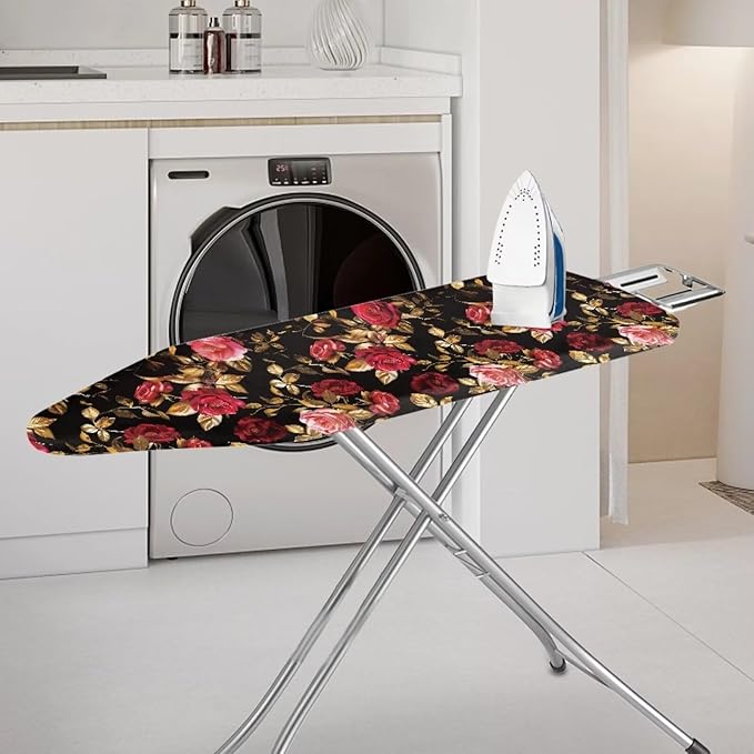 Red Rose Ironing Board Cover Standard Size 15 x 54, Thick Padding