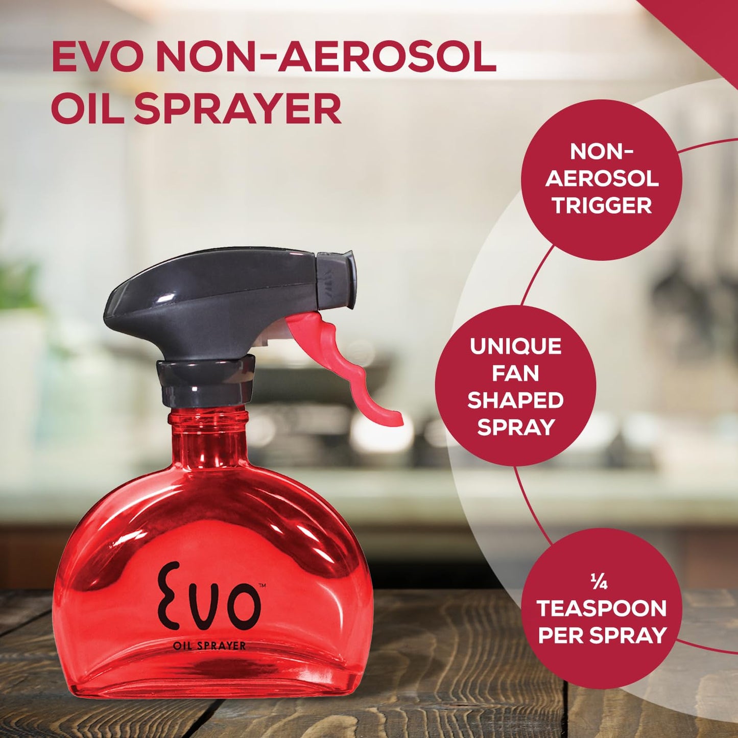 Evo Oil Sprayer Glass, Non-Aerosol for Olive, Cooking Oils, and Vinegars, Yellow, 6-Ounce Capacity