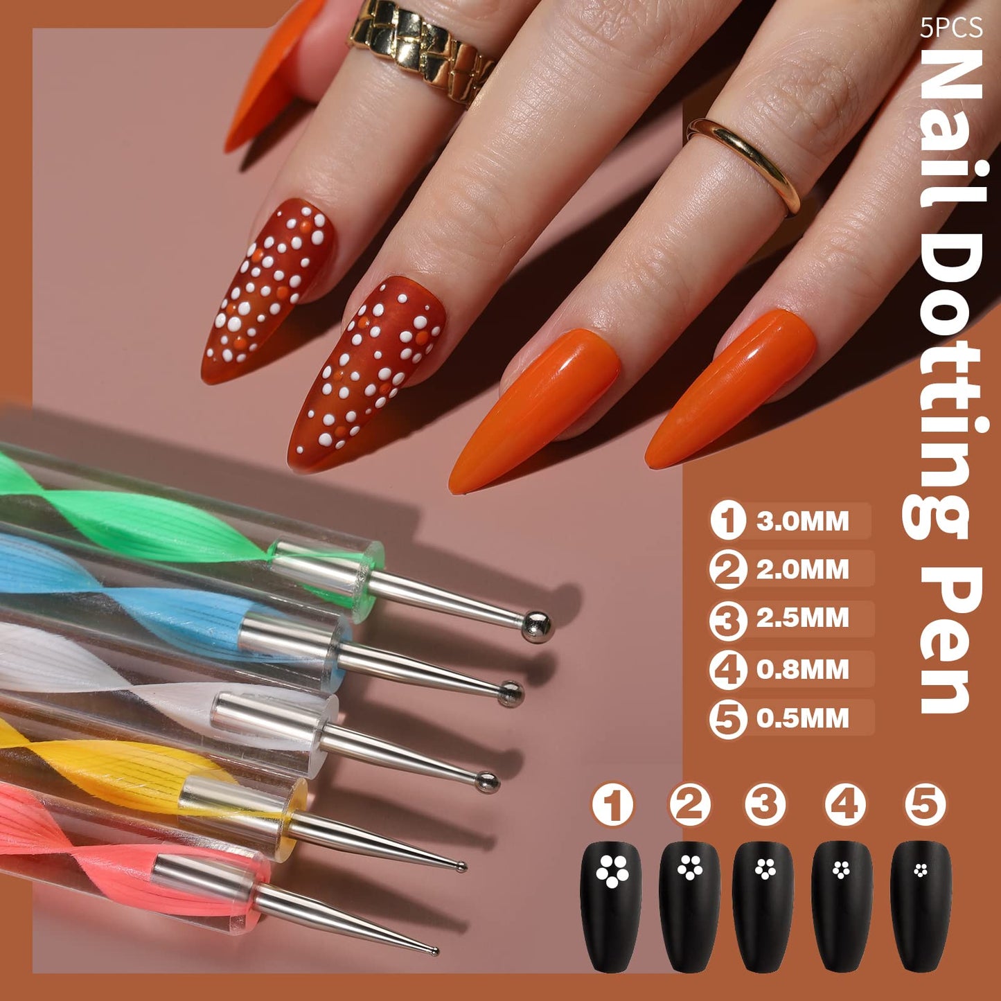 FANDAMEI Nail Art Kit, Nail Art Brushes Set, Nail Design Kit Dotting Tools, Fine Nail Glitter, Nail Decoration Butterfly Heart Glitter Sequins, Foil Flakes, Nail Rhinestones, Dust Brush
