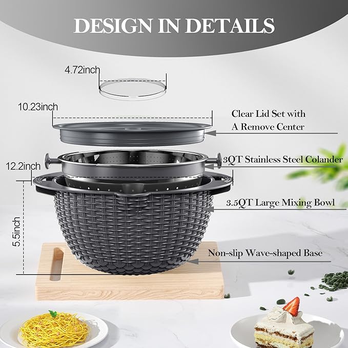 4-in-1 Colander with Bowl Set – Food Strainers and Colanders