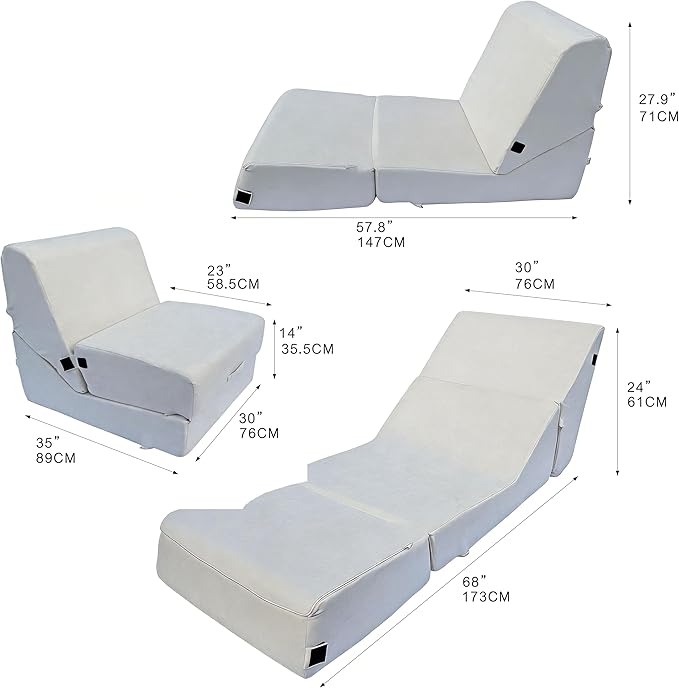jela Luxury Indoor Chaise Lounge, Foldable Sofa Bed Chair