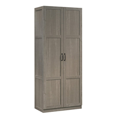 Sauder Select 71" Storage Cabinet, Pantry Cabinet Kitchen Storage with Adjustable Shelves, Bathroom Storage Cabinet, in Silver Sycamore