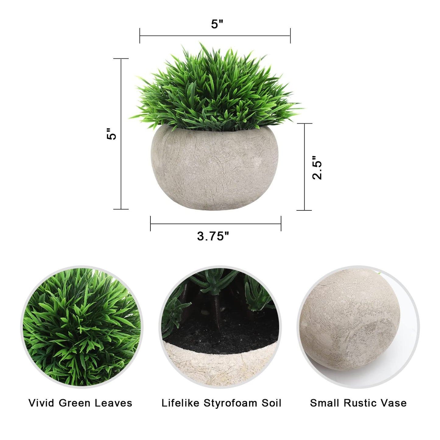 THE BLOOM TIMES 2 Pcs Small Fake Plants for Home Decor Indoor, Artificial Faux Potted Greenery for House Office Decorations