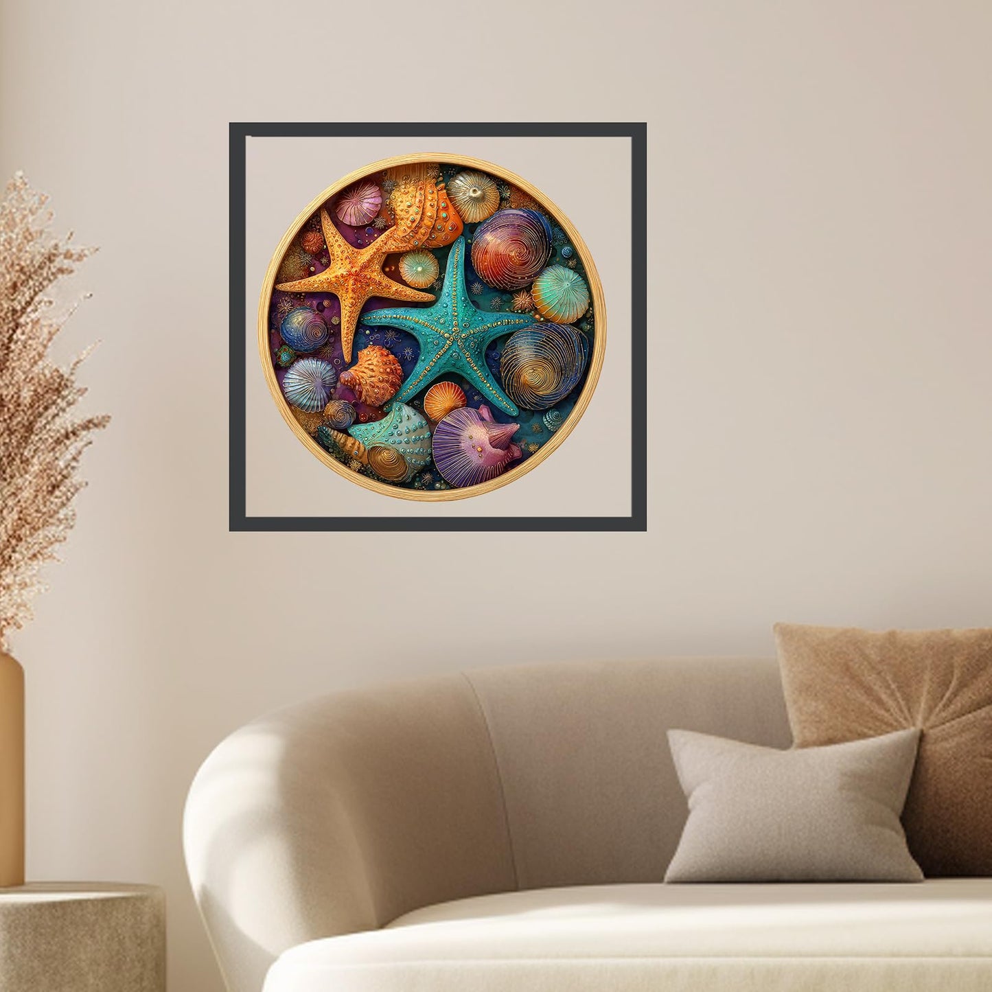 Mocfesk Wooden Puzzles for Adults, Shell Starfish Puzzles 200 Pieces, Unique Shaped Underwater Ocean Jigsaw Puzzles, Birthday Gifts Fun Family Game 11.2'' x 11.2''