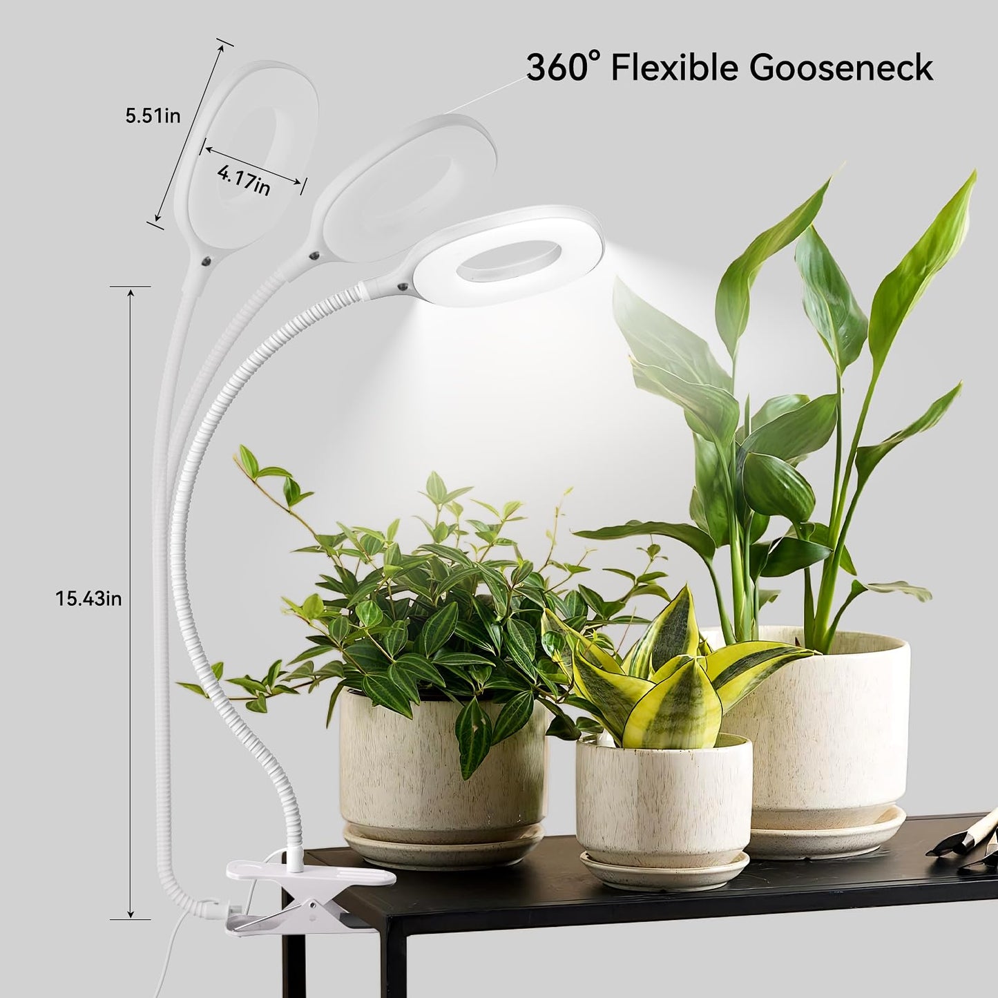 Grow Lights for Indoor Plants Full Spectrum, Clip On Plant Light for Small Plants, Plant Lamp with Adjustable Gooseneck, 4/8/12H Timer, 3 Color Adjustable & 10 Dimmable Brightness, Remote Control
