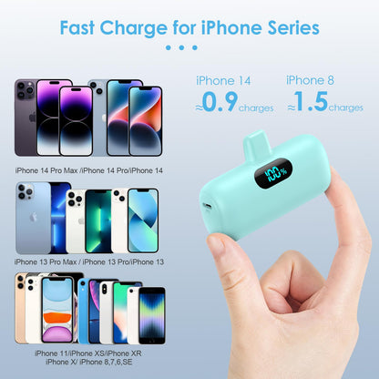 Small Portable Charger for iPhone,Upgraded 5000mAh PD Fast Charging Power Bank,Mini Battery Pack Backup Charger Compatible with iPhone 14/14 Pro Max/13/13 Pro/12 Pro/11/XS/XR/X/8/7/6 etc-Black