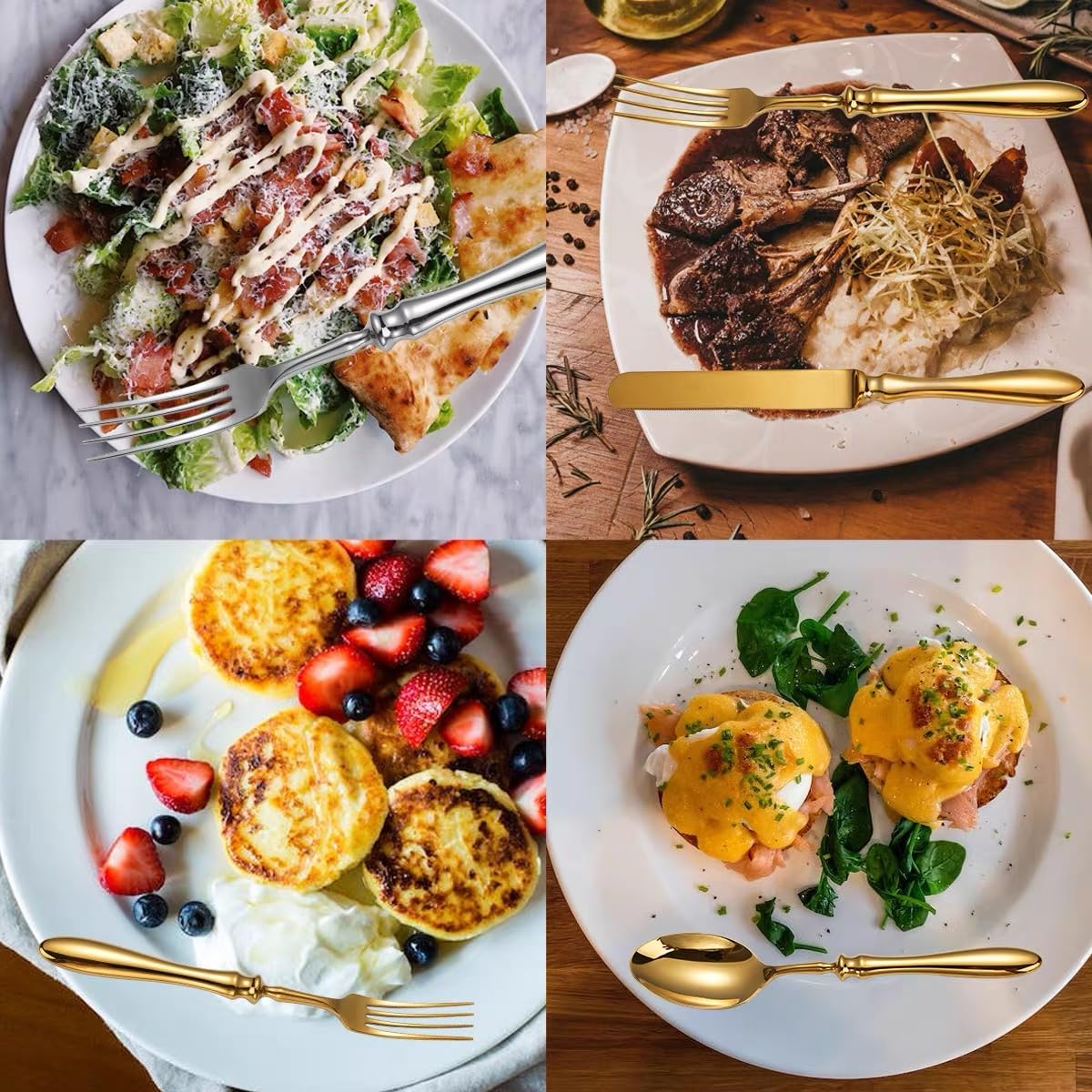 Gold Silverware Set for 4 Flatware Luxury 20 Piece German Gold Utensil Sets 18/8 Stainless Steel Cutlery Set for Kitchen Include Fork Knife Spoon Tableware Fit Hotel Banquet Christmas Essentials