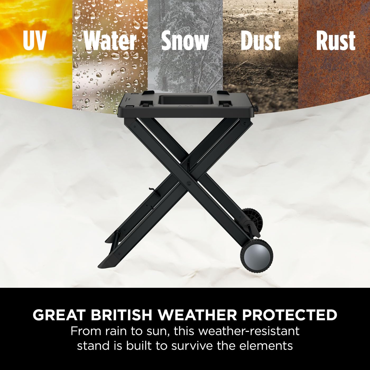 Ninja Woodfire Folding Grill Stand, Compatible with Ninja Woodfire Electric Outdoor BBQ Grill (OG700 Series), Official Accessory, Black/Grey XSKGRLLSTDEUK