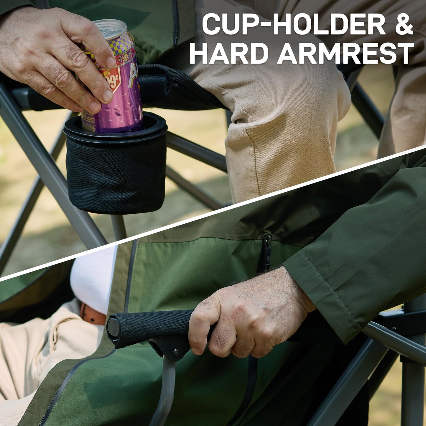 EVER ADVANCED Tall Camping Directors Chair with Cup Holder 31", Bar Height Folding Chair for Camping, Sports with Carry Bag, Mesh Pockets and Footrest, Heavy Duty 300 lbs, Black