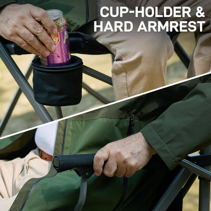 EVER ADVANCED Tall Camping Directors Chair with Cup Holder 31", Bar Height Folding Chair for Camping, Sports with Carry Bag, Mesh Pockets and Footrest, Heavy Duty 300 lbs, Black