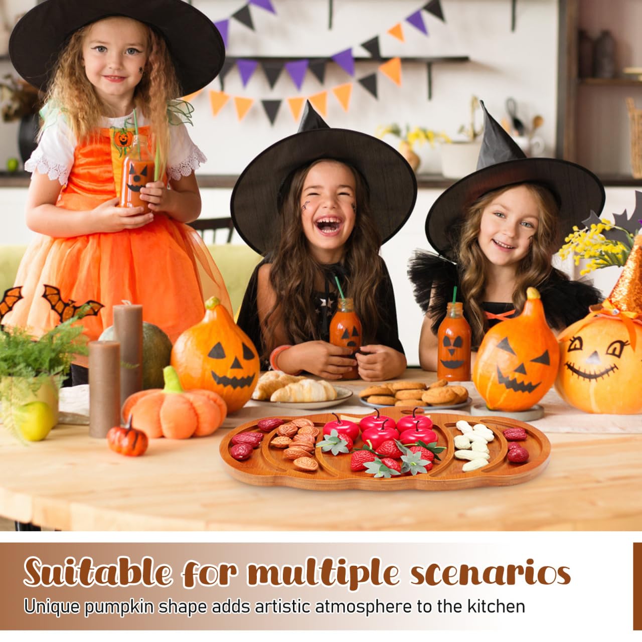 Ciieeo Halloween Pumpkin Charcuterie Board,14.9x11.4 Inches Snacks Fruit Meat Cheese Plate Unique Pumpkin Tray for Halloween Thanksgiving Christmas