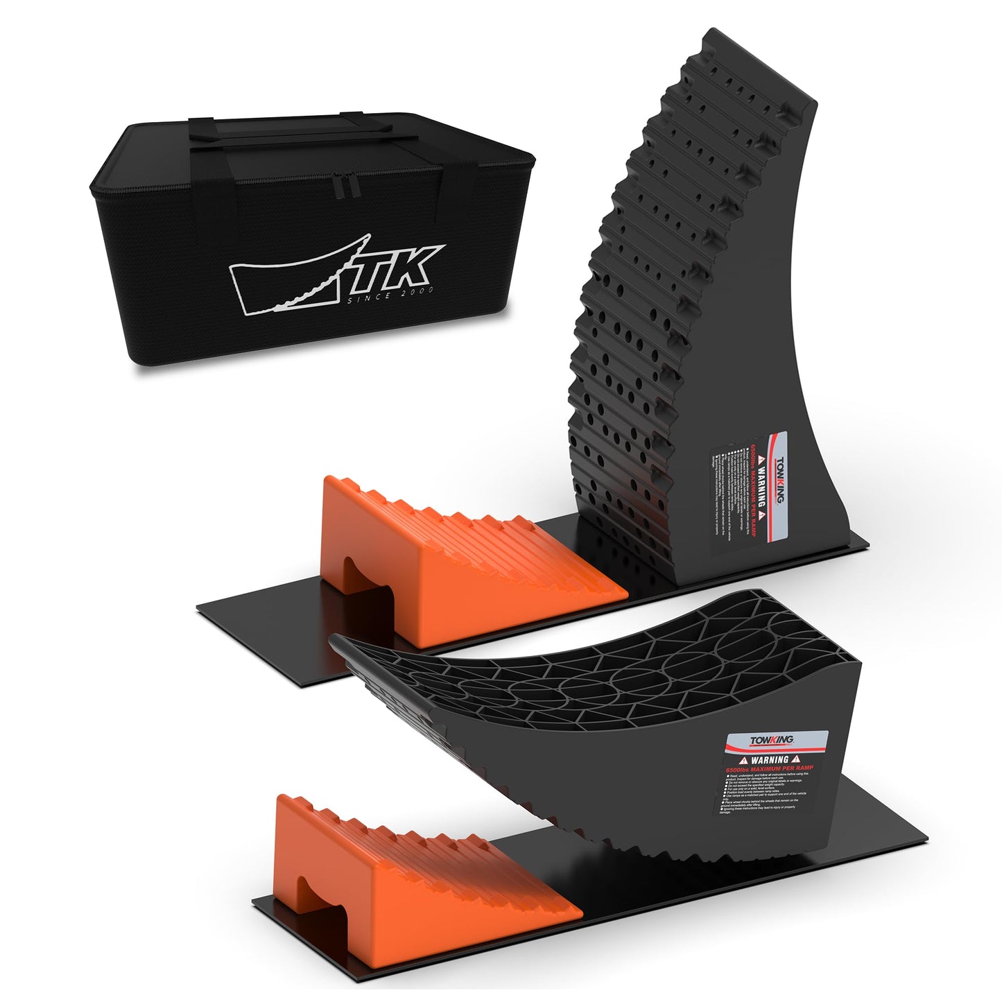 TOWKING Curved Leveling Blocks, 6" Lift, 35,000 lbs, Raised Tire Change Ramp, 2-Pack Heavy Duty Camper Leveler System, Perfect for 5th Wheels, Class A Motorhomes, and Wide-Axle Trailer