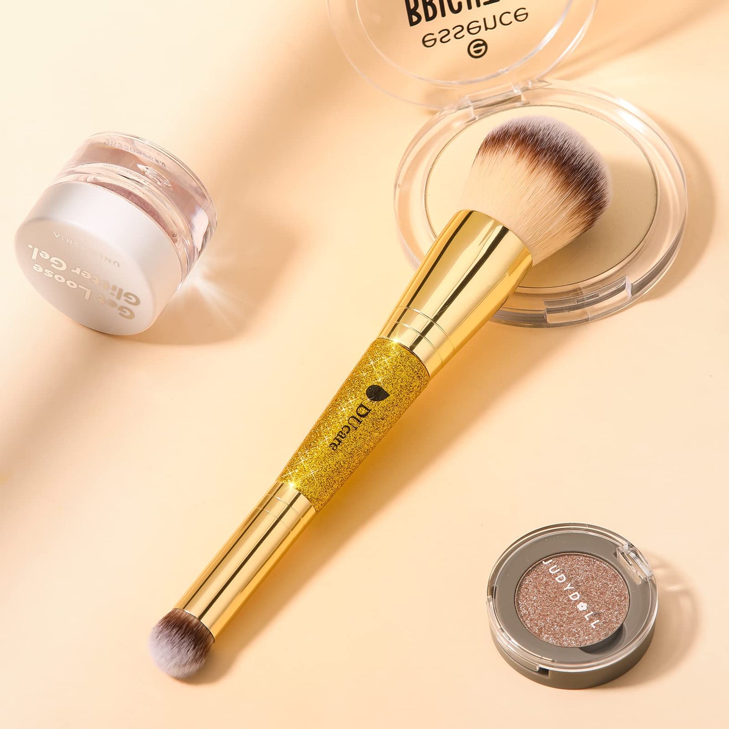 DUcare Foundation Brush Contour Bronzer Makeup Brush Double Ended Self Tanner Brush Sculpting Brush for Blending Liquid Powder Concealer Cream Cosmetics Blush Buffe
