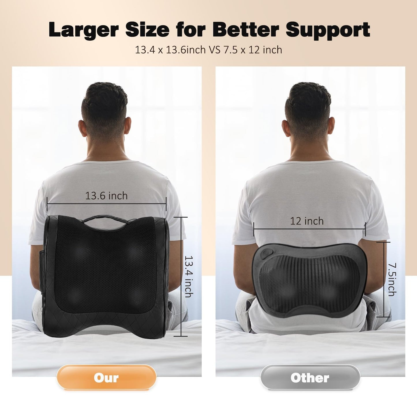 Boriwat Back Massager with Heat, Neck Massager for Pain Relief Deep Tissue, 3D Kneading Massage Pillow for Back, Neck, Shoulder, Legs, Gifts for Women Men Mom Dad