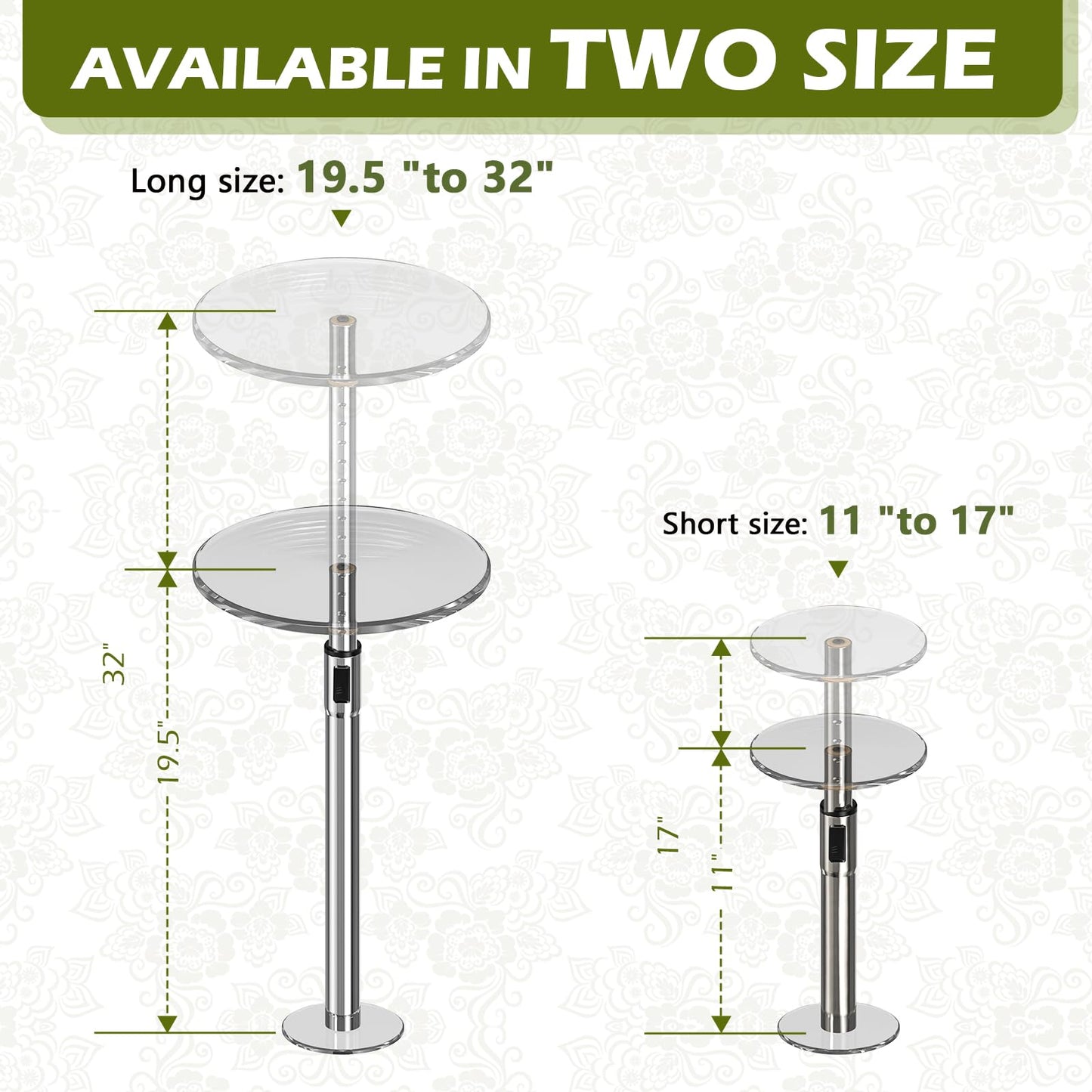 2 Set Adjustable Plant Risers for Inside Pot, Planter Insert for Large Pot, 19.5-32'' Rise Filler Riser of Tall Flower Pots, Metal Lift Insert for Tall Taper Flower Pots (6"8"10" Base or Top)