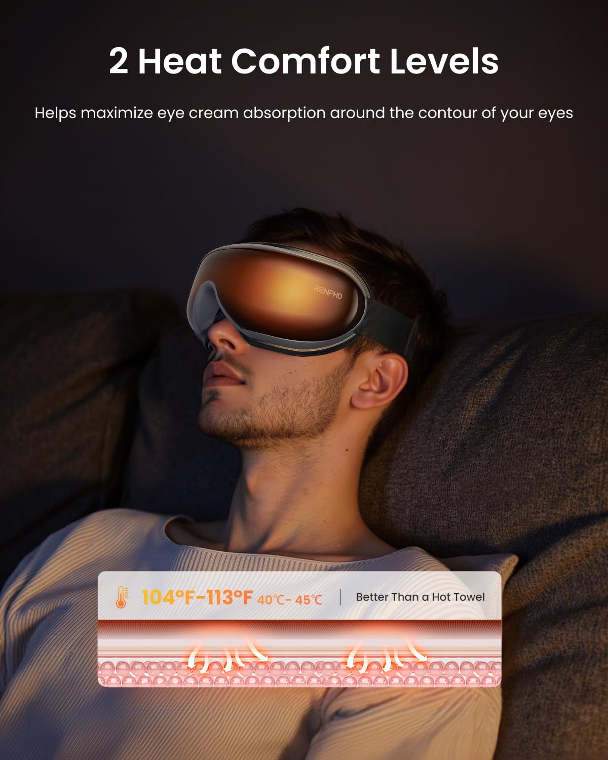 RENPHO Eyeris 1 Eye Massager with Remote, Birthday Christmas Gifts for Women Men Her Him, Sleep Mask with Heat, Compression, Headache Massager Scalp for Strain Relief, Migraine Relief, Reduce Stye Eye