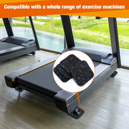 4Pcs Treadmill Mats, Coolrunner High Density Equipment Pads Noise Reduction for Floor Protection, Washing Machine Pads, Anti Vibration Rubber mats for Stationery Bike, Rowing Machine, Home Gym Station