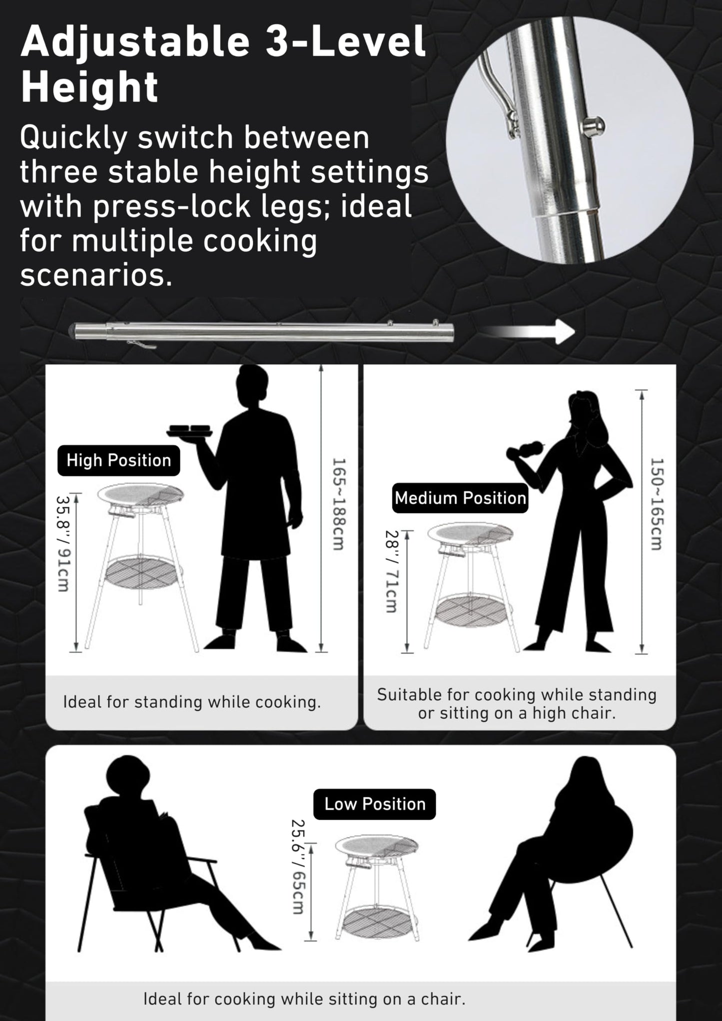 CAMPINGMOON Skottle Grill Cooking System Kit 18 inch Carbon Steel Pan Adjustable Legs Portable Camp Cooking Gear with Carry Bag (Skottle isobutane stove set GR-901)