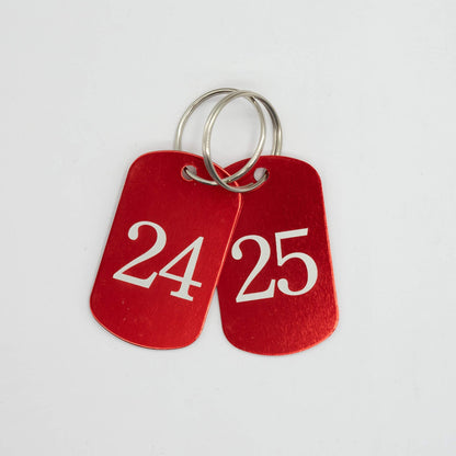 StayMax Aluminum Numbered Tags Key Tags ID Tags (1-25, Red)