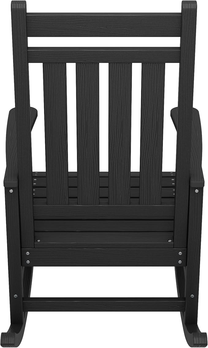 SERWALL Oversized Rocking Chair, Outdoor Rocking Chair for Adults, All Weather Resistant Porch Rocker for Lawn Garden, Black