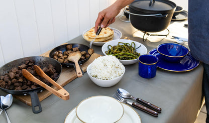 GSI Outdoors Mesa 4-Person Enamelware Camp Set – Classic Enamel Finish with Stainless Steel Rim, 12-Piece, Dishwasher Safe, Multi-Color