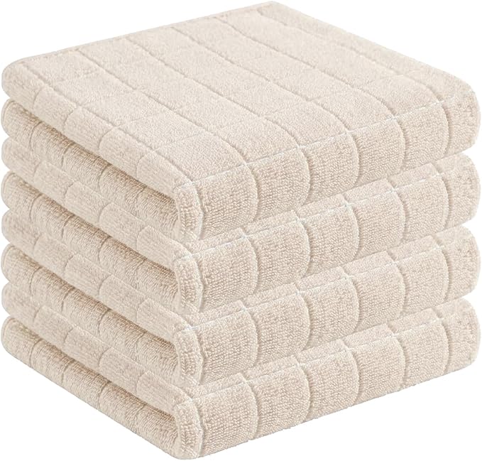 Homaxy 100% Cotton Terry Kitchen Towels, Checkered Designed, Soft and Super