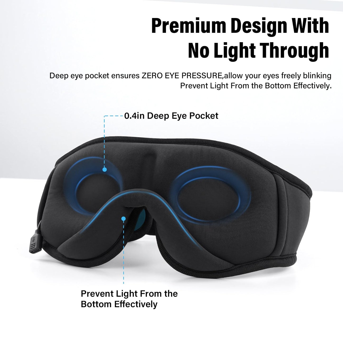 Sleep Headphones,Sleep Mask for Side Sleeper,3D Eye Mask for Sleeping with Stereo Speakers,Bluetooth Headphone,Perfect for Gifts for Women/Men Black