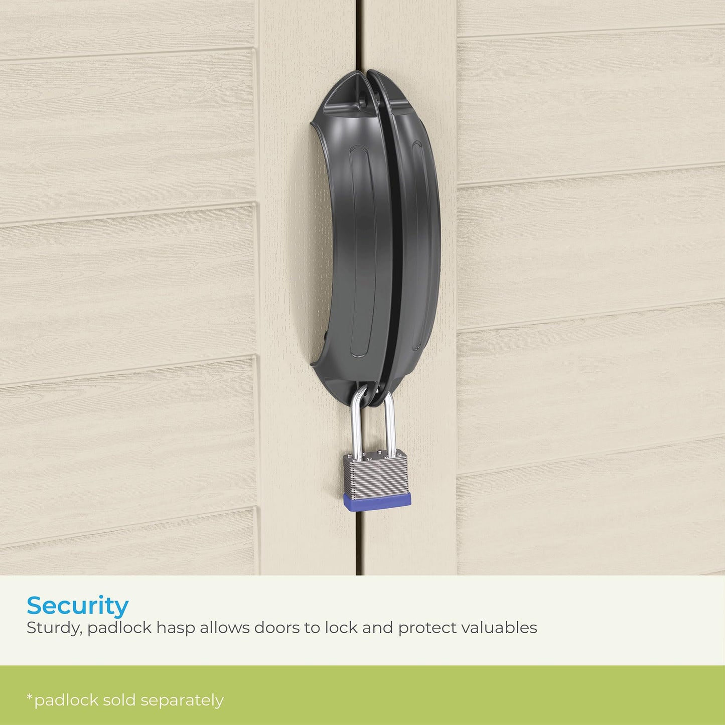 Suncast Vertical Outdoor Storage Shed with Reinforced Floor, Lockable Double Doors, All-Weather Construction, and Multi-Wall Panels, Vanilla, Made in the USA