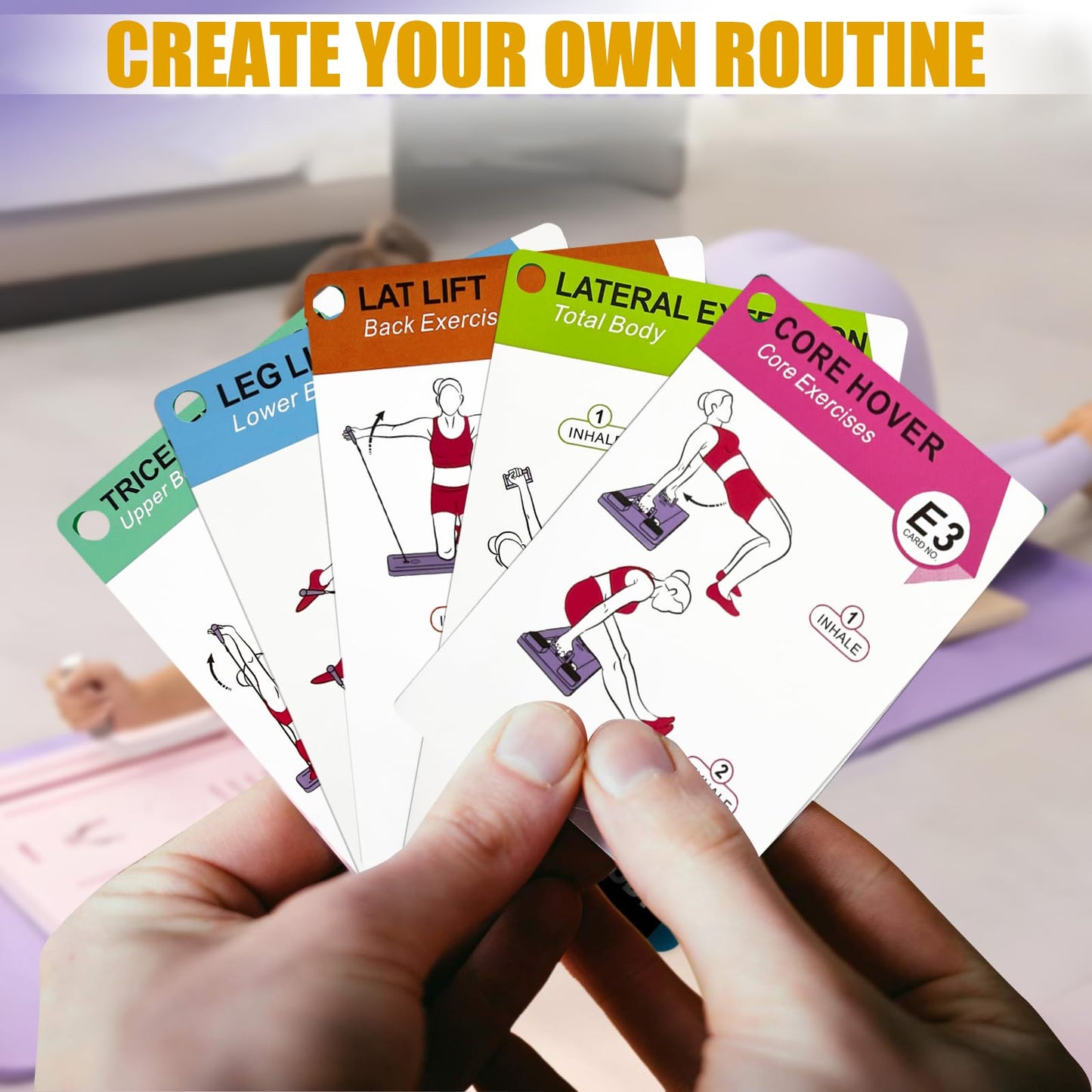 Pilates Board for Women-71 Exercise Cards with Pilates Board，Includes 4-Week Challenge,2 Rings& Dry-Erase for Easy Organization-Home, Gym or Studio (Pilates Board)