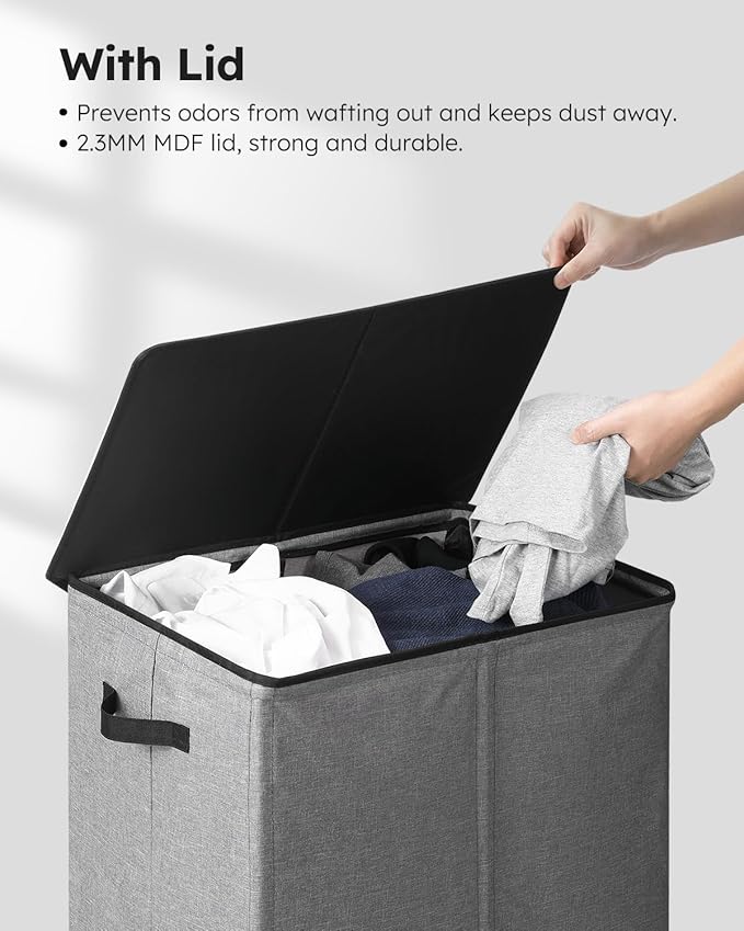 SOLEDI Laundry Hamper with Lid 130L Large & Tall Collapsible Laundry Basket