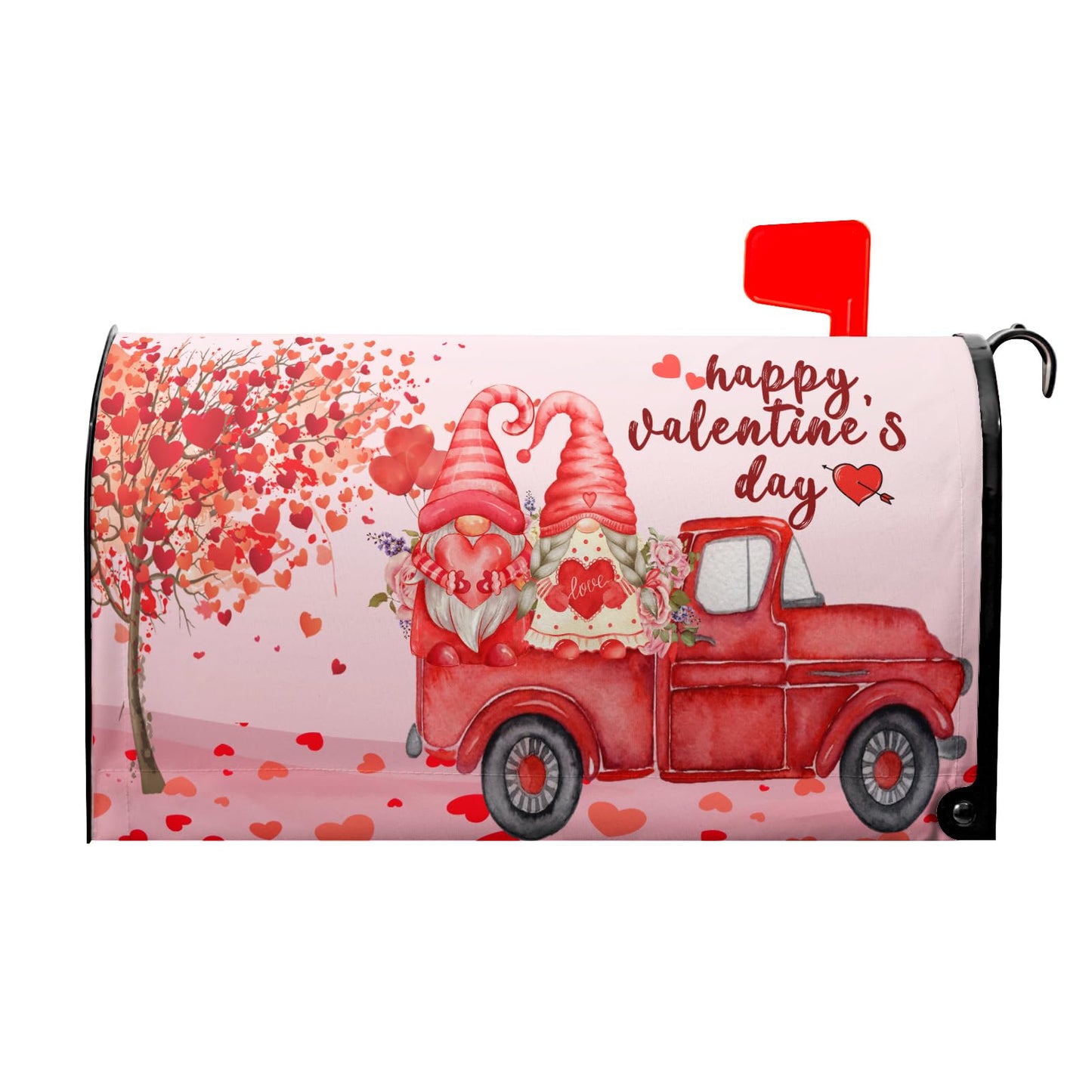 Happy Valentine's Day Mailbox Standard Size 25.5 X 21 Welcome Holiday Magnetic Mailbox Wraps Gnome Love Heart Letter Post Box Cover for Home Garden Yard