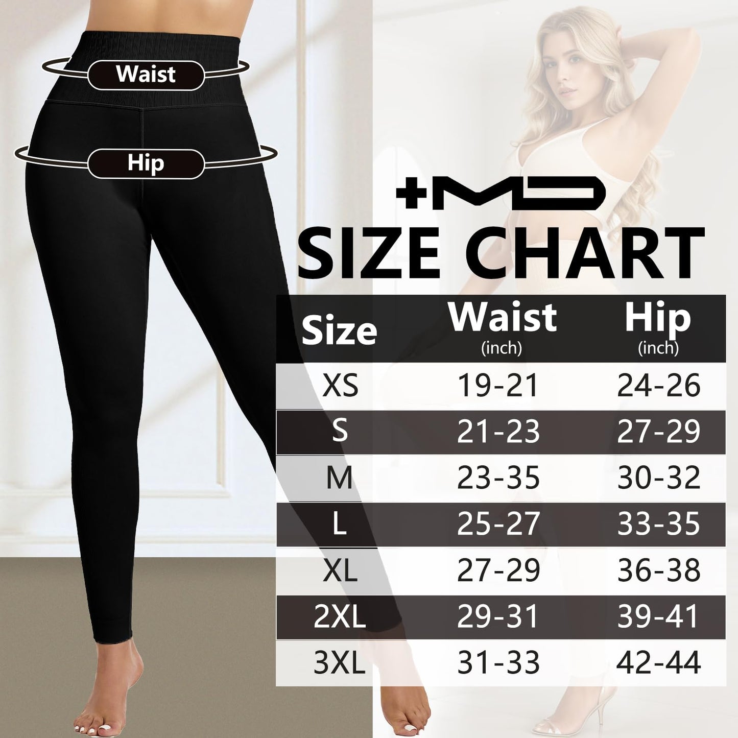 +MD Shapewear for Women Tummy Control Seamless High Waisted Light Compression Footless Tights Leggings