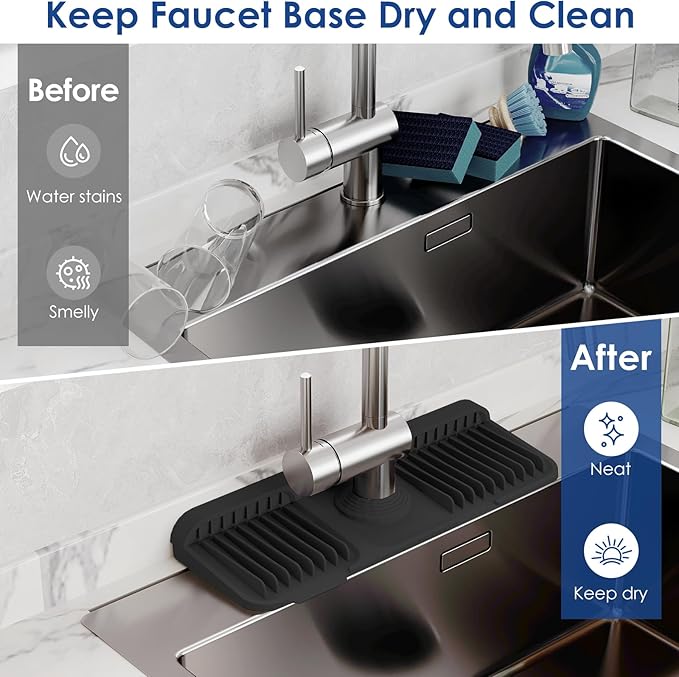 14.6 Inch Silicone Faucet Mat for Kitchen Sink Splash Guard