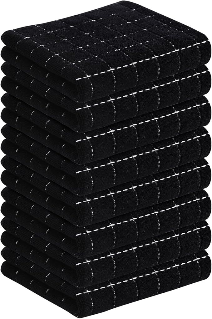 Homaxy 100% Cotton Terry Kitchen Towels, Checkered Designed, Soft and Super