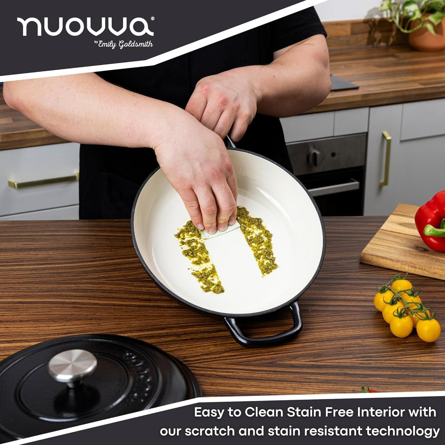 Nuovva Enamelled Cast Iron Cookware Bundle – Dutch Oven Pot with Lid & Double Bread Loaf Pan – Premium Cookware Set for Baking, Roasting & Everyday Cooking