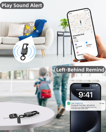ExtreLife Keychain, Works with Apple Find My, Heavy Duty Keychain Bottle Opener, Carabiner Car Key Chains with Gps Tracker, Key Finder, Bluetooth Tracker, Rechargeable, Space Gray