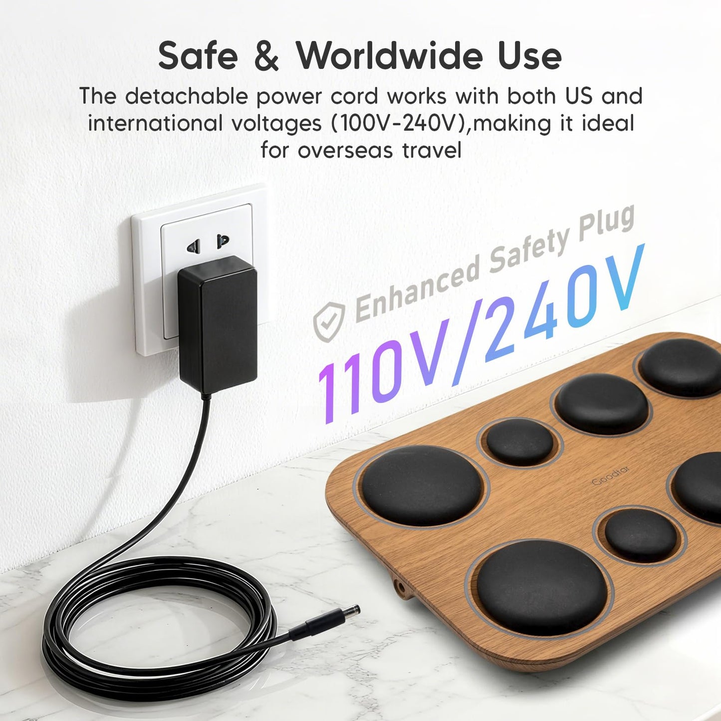 Goodtar 8PCS Hot Stone Massage Set with Warmer –Basalt Stones Massager for Deep Tissue Pain Relief & Muscle Relaxation, Home Spa Kit with Soothing Ambient Light – Valentine's Day & Birthday Gift