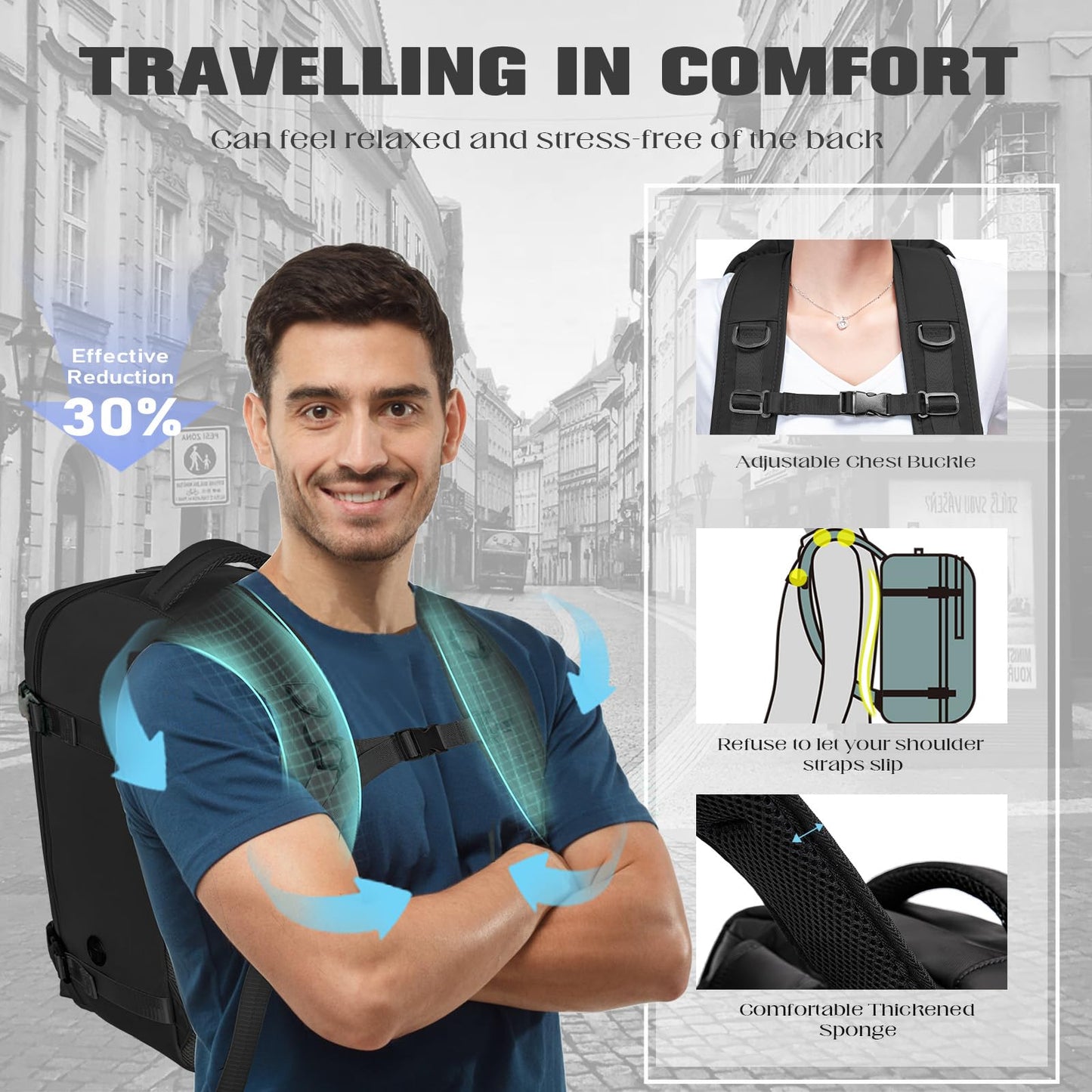 Xkdoai Cabin Bags 40x20x25 for Ryanair, Small Underseat Carry On Travel Backpack Casual Hand Luggage Flight Loptop Bags for Women Men Cabin Size Rucksack