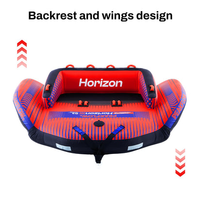 PEAKFLOW Towable Tube,Boat Tube,Extra Wide Stable Sofa Tube for 3 Persons,Heavy Duty 840D Nylon & 30-Gauge PVC,Perfect for Kids & Adults Lake Fun,Tubes for Boating,82x95Inches Inflated,Horizon Series
