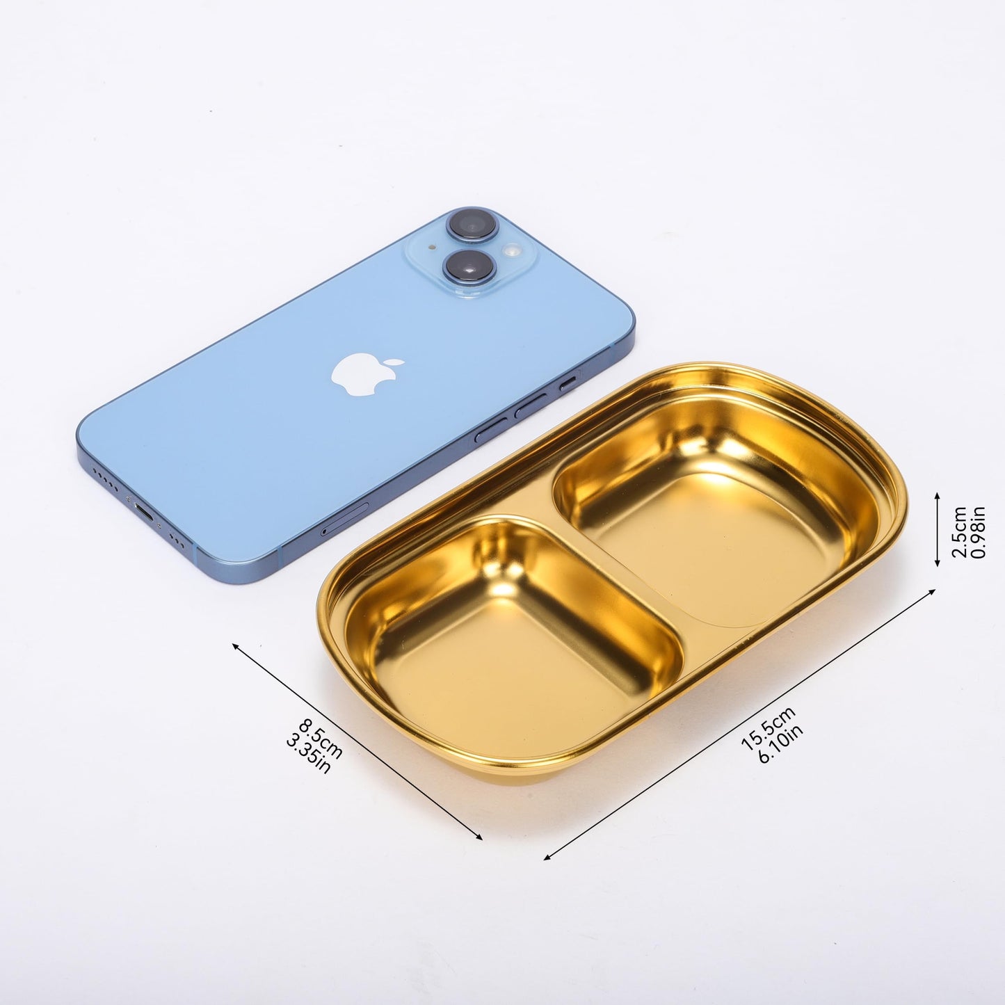 drizzle 10PCS Sauce Dish Stainless Steel Gold Soy Tomato Sauce Salt Vinegar Sugar Spices Flavor Condiment Dip Bowls Korean BBQ Home Kitchen Plates